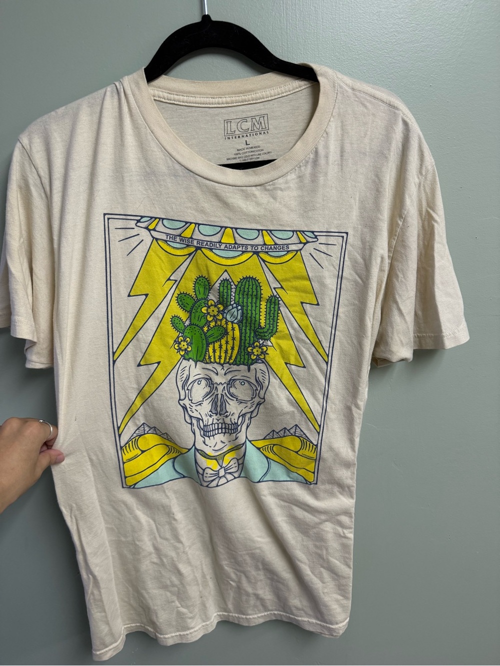 Cream Short Sleeve Graphic Skull & Cactus Tee